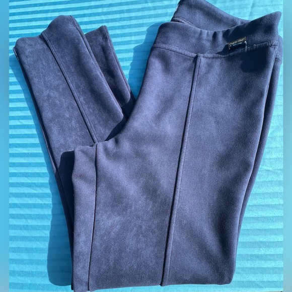 Calvin Klein Blue Suede Like Pants. Size L. - Picture 3 of 4